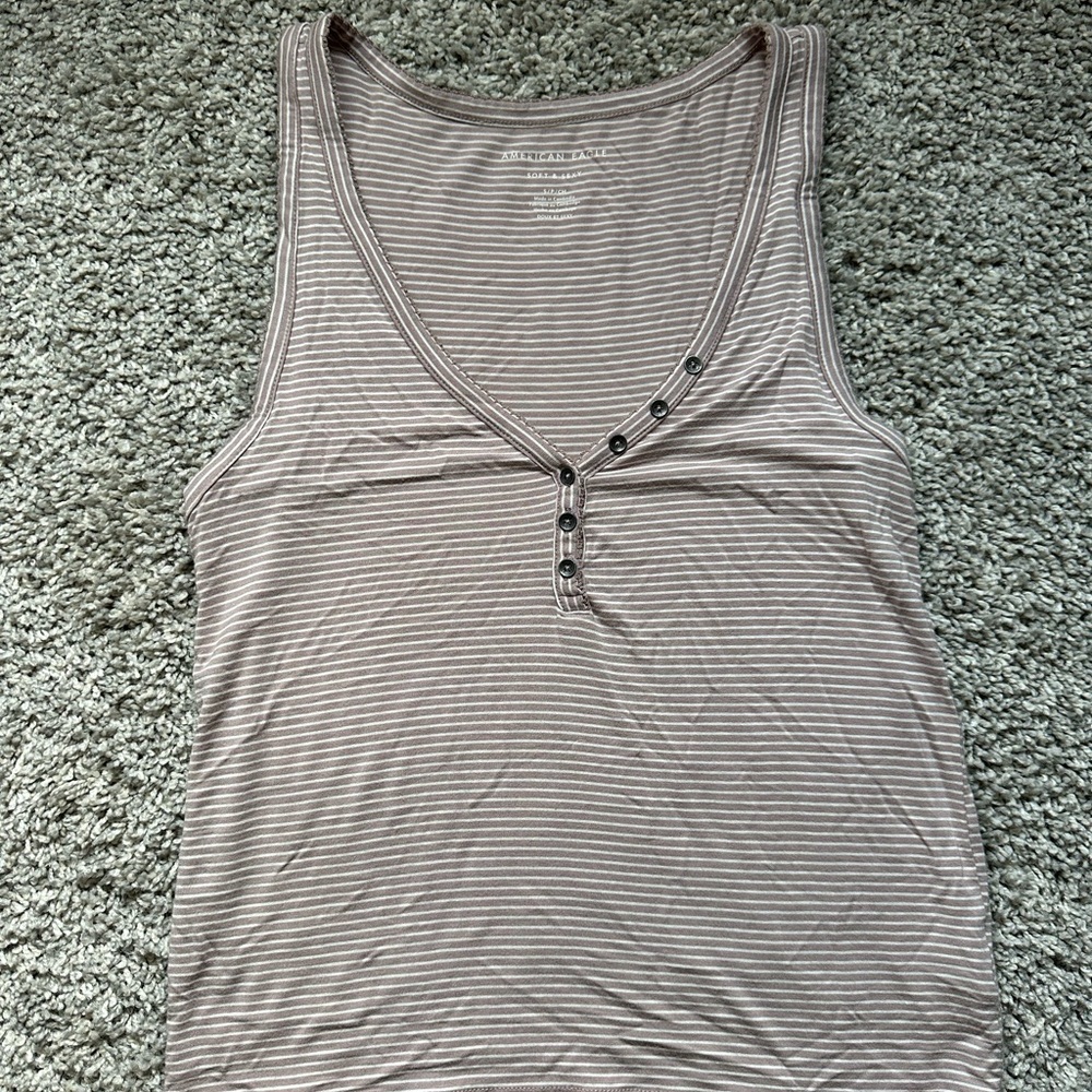 American Eagle Outfitters Gray Striped Tank Top